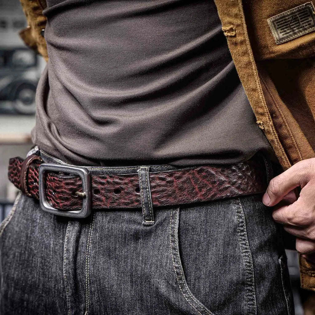 The Iron-Clad | Ceinture Frontier en cuir de vache italien épais et acier inoxydable (coffret cadeau)