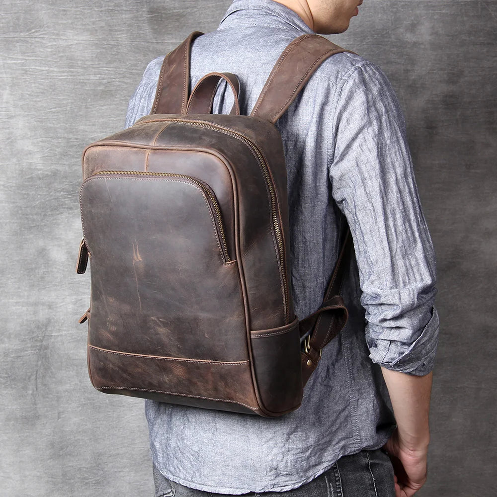 The Fortress Scout-Pack | Handcrafted Crazy Horse Leather 15" Laptop Rucksack