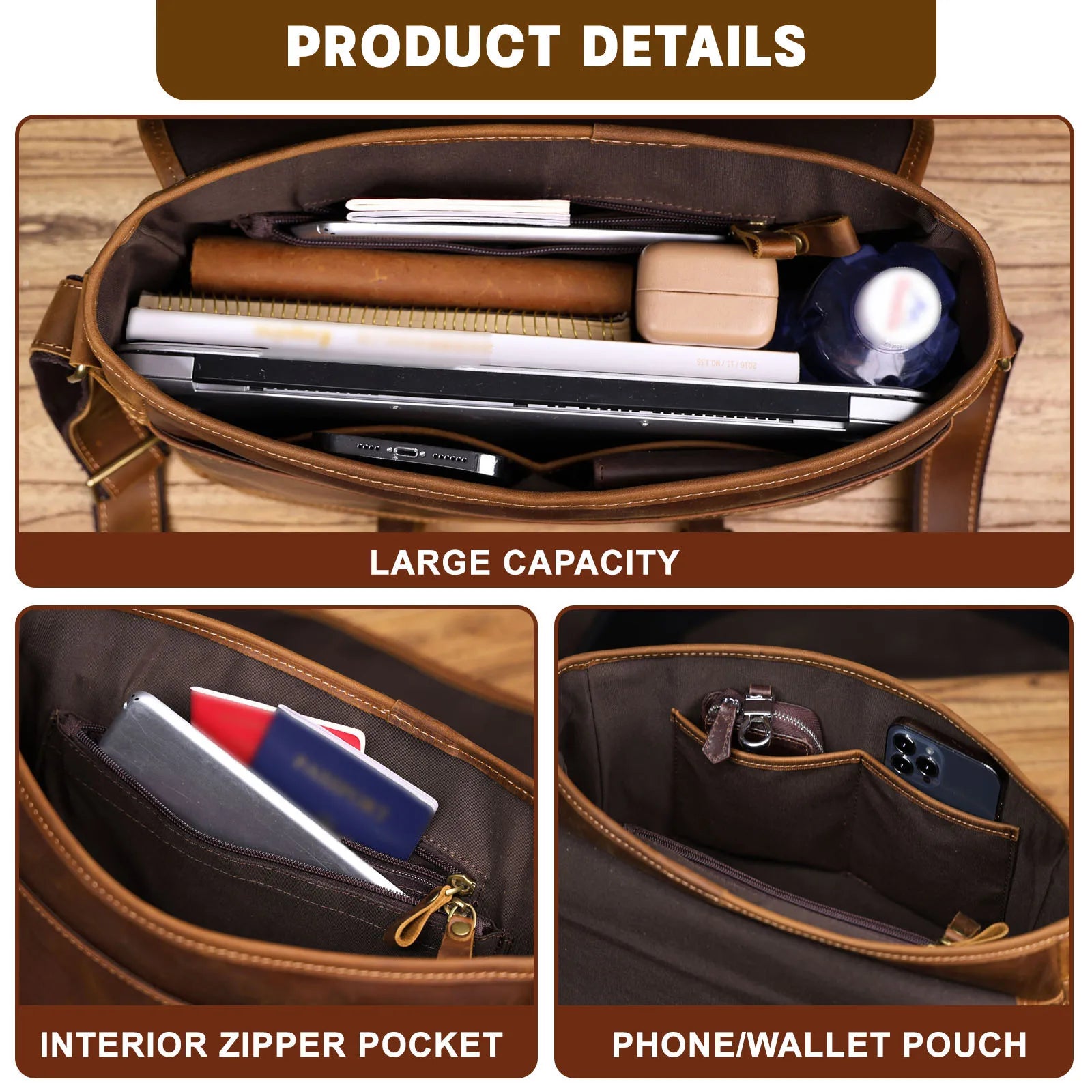 Le Sentry Messenger | Sac à bandoulière en cuir italien fait main