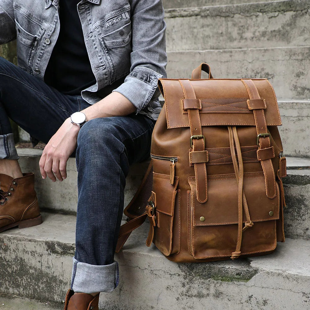 The Centennial | External Frame Crazy Horse Leather Frontier Rucksack