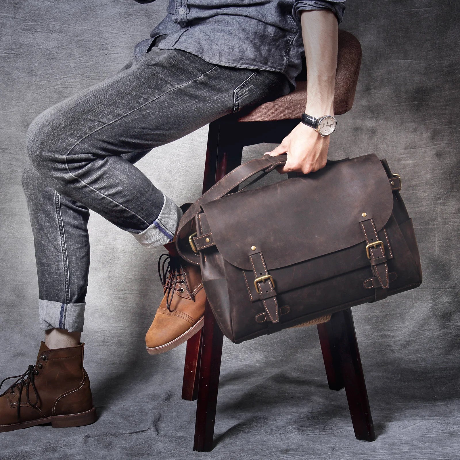 The Pony Express | Handcrafted Crazy Horse Leather Frontier Messenger