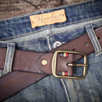 Le Brass-Tack | Ceinture Frontier en cuir de vachette italien épais et en laiton massif, fabriquée à la main