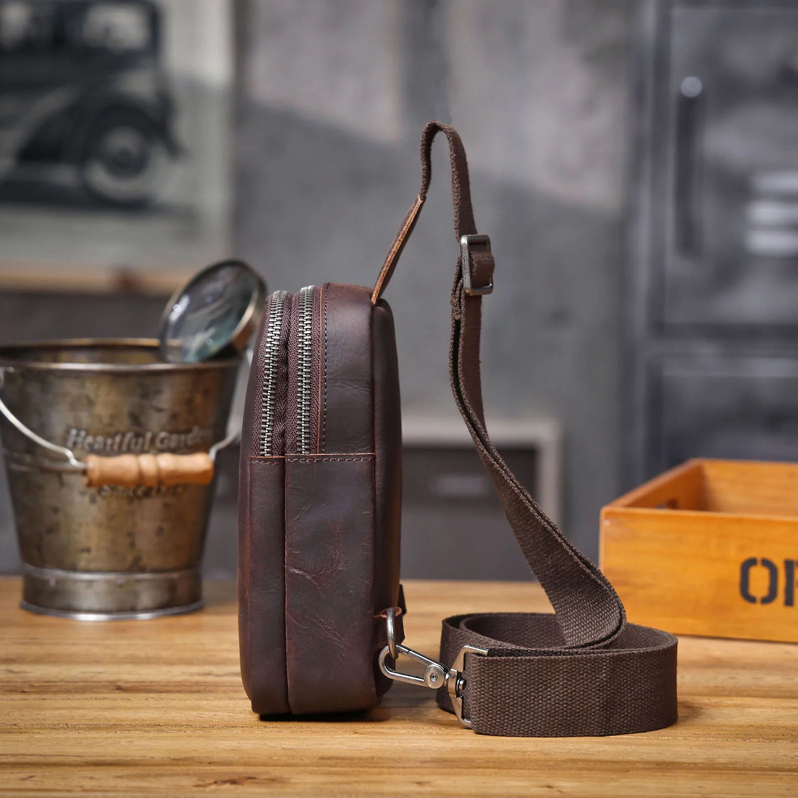 Le Saddle-Chest | Sac bandoulière de grande capacité en cuir pleine fleur véritable