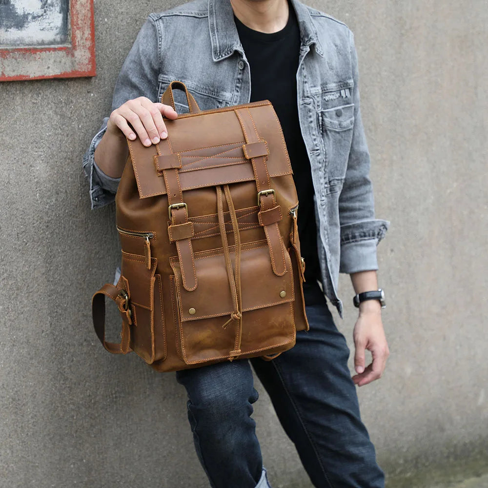 The Centennial | External Frame Crazy Horse Leather Frontier Rucksack