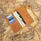 The Sentry | Portefeuille long et pochette de rangement en cuir Crazy Horse fait main