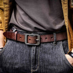 Le Cuirassé | Ceinture Frontier en Cuir de Vachette Italien Épaissi et Acier Inoxydable