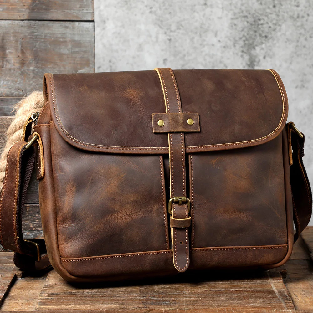 Sac bandoulière en cuir italien fait main | Le cartable vintage 12" The Dispatch