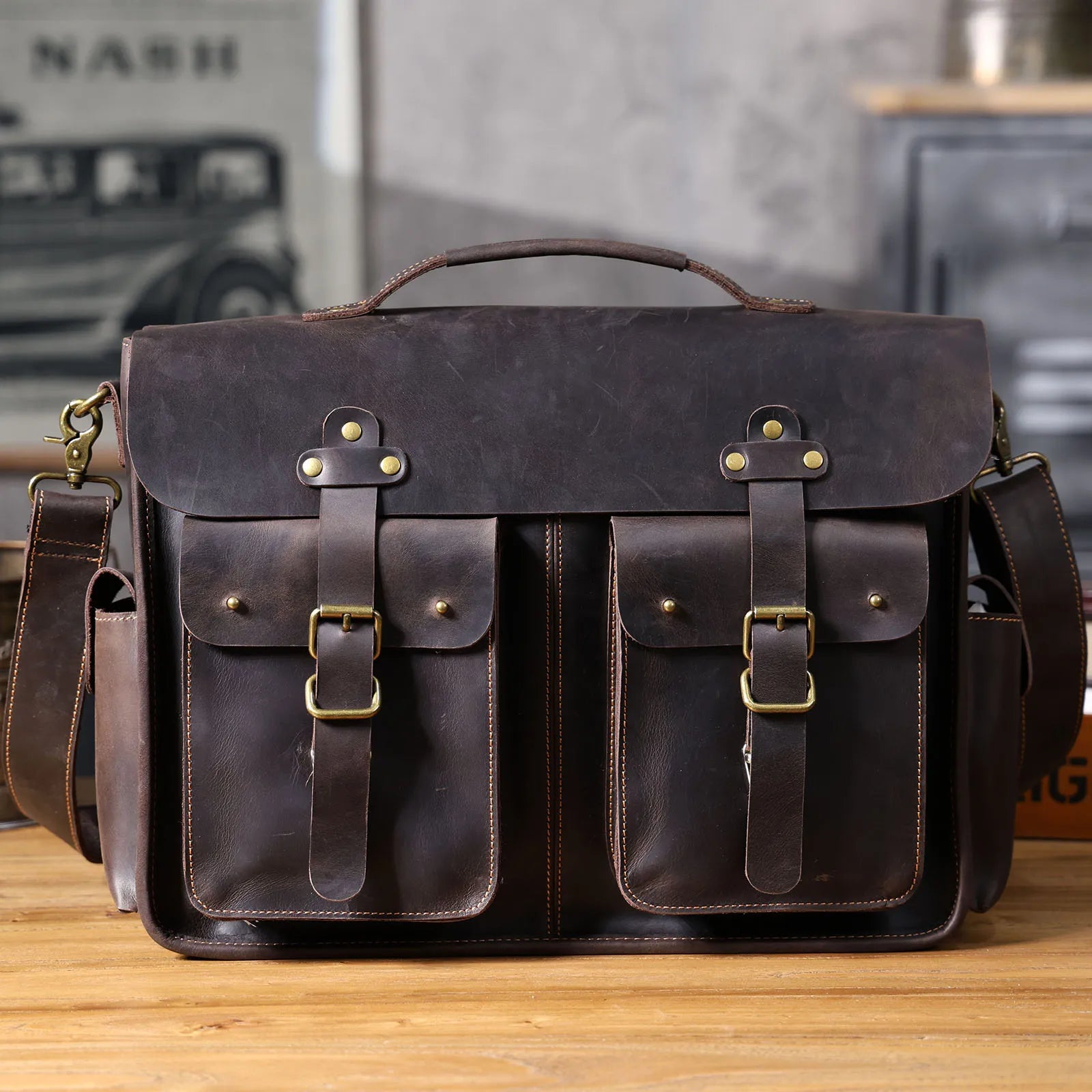 The Gavel | Hard-Frame Crazy Horse Leather 16" Frontier Briefcase