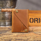 The Outpost | Porte-cartes minimaliste en cuir pleine fleur Crazy Horse fait main