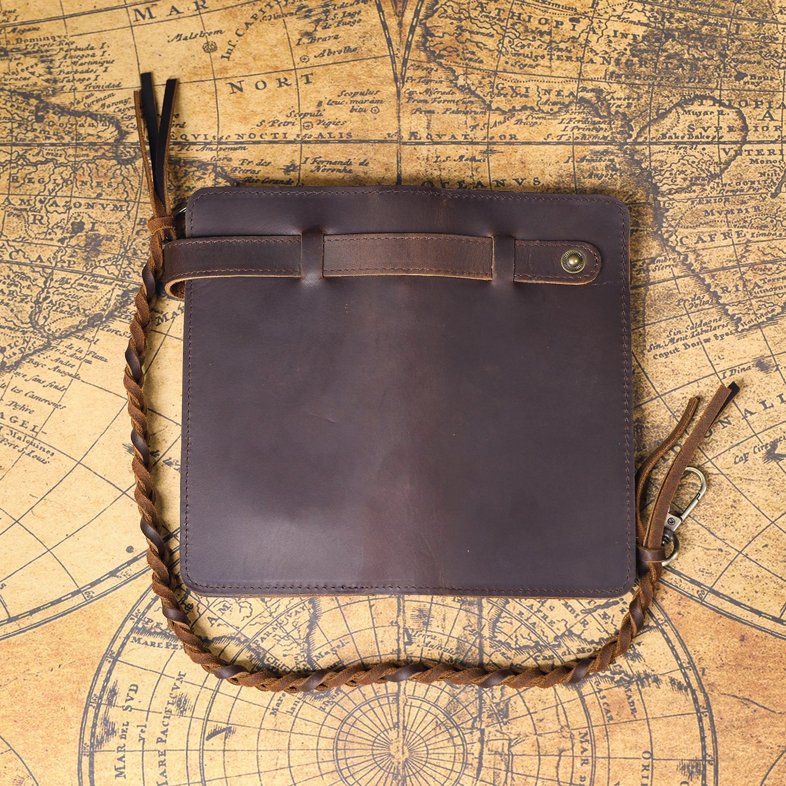 The Sentry | Portefeuille long et pochette de rangement en cuir Crazy Horse fait main