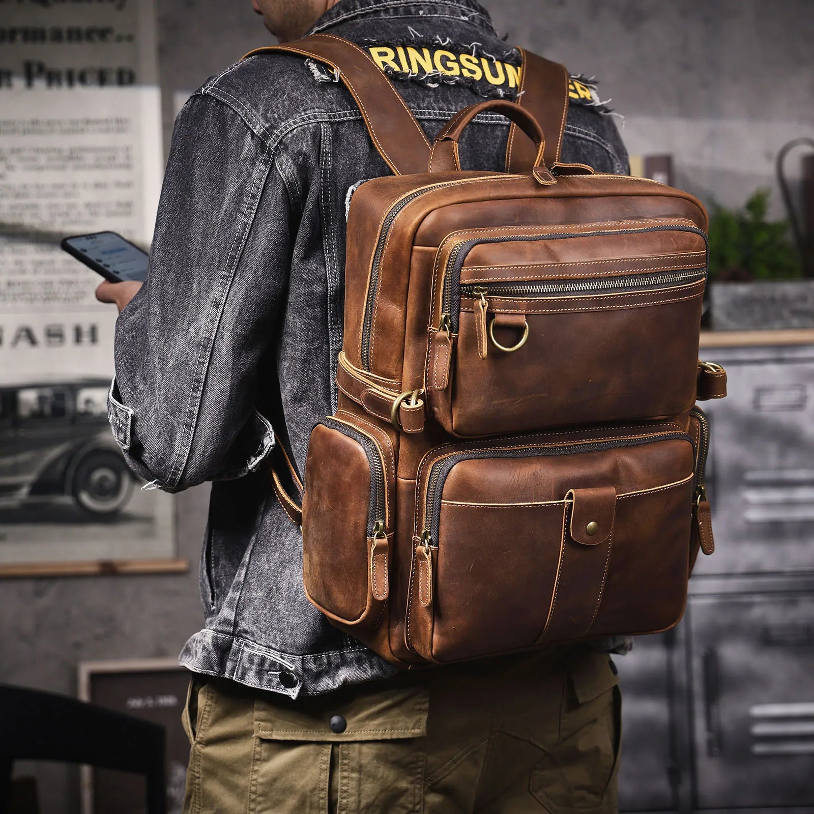 The Outrider | Handcrafted Crazy Horse Leather 35L Expedition Rucksack