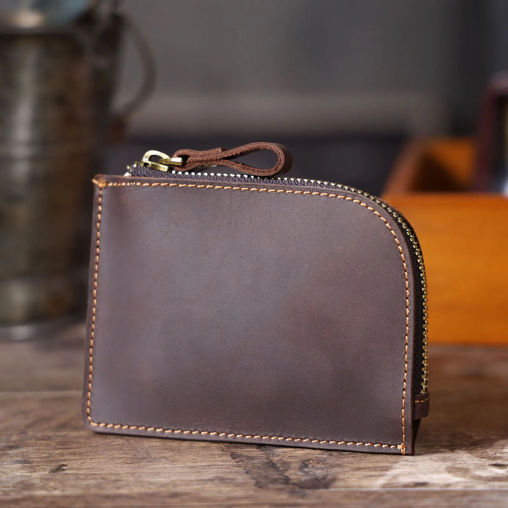 The Stagecoach | Handcrafted Crazy Horse Leather Mini-Vault & YKK Secure Pouch