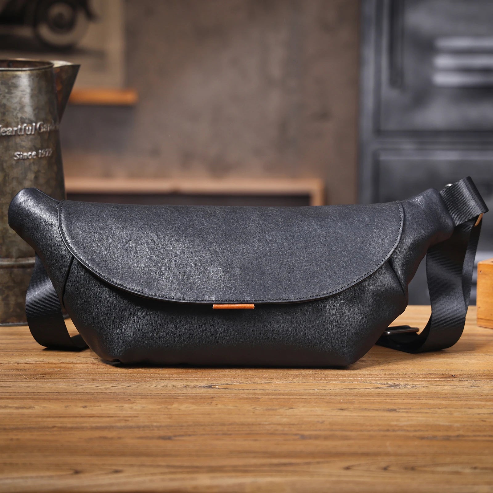 The Canteen Cache | Natural Vegetable-Tanned Leather Barrel-Form Crossbody