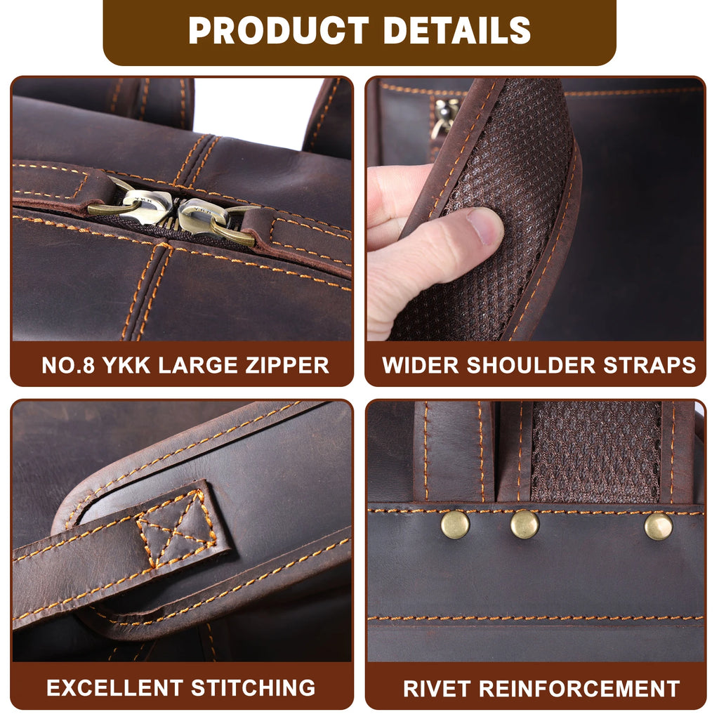 Le sac à dos en cuir « Crazy Horse » fait main The Fortress Scout-Pack pour ordinateur portable 15 pouces
