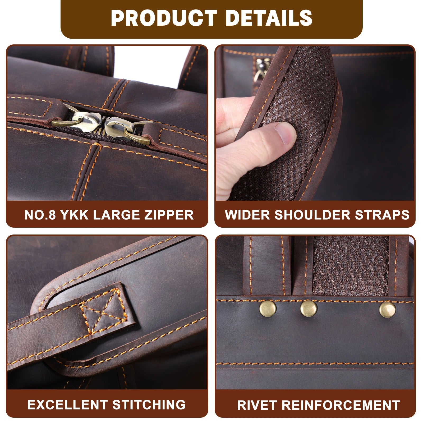 Le sac à dos en cuir « Crazy Horse » fait main The Fortress Scout-Pack pour ordinateur portable 15 pouces
