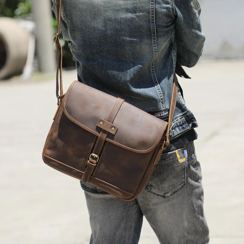 Sac bandoulière en cuir italien fait main | Le cartable vintage 12" The Dispatch