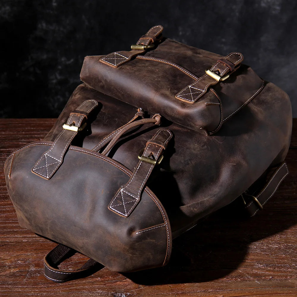 The Overland | External Frame Crazy Horse Leather 35L Frontier Rucksack