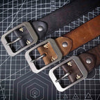 Le Cuirassé | Ceinture Frontier en Cuir de Vachette Italien Épaissi et Acier Inoxydable