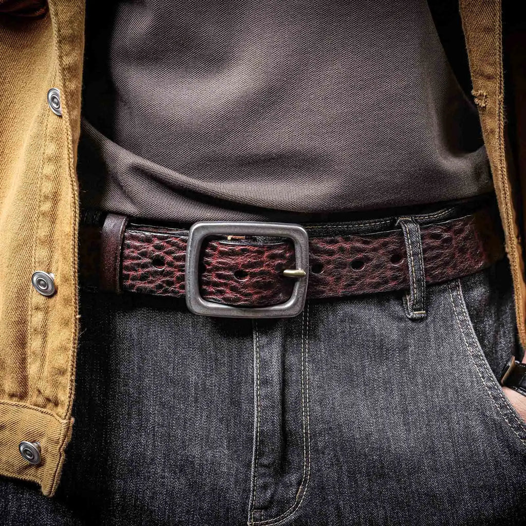 The Iron-Clad | Ceinture Frontier en cuir de vache italien épais et acier inoxydable (coffret cadeau)
