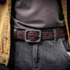 The Iron-Clad | Ceinture Frontier en cuir de vache italien épais et acier inoxydable (coffret cadeau)