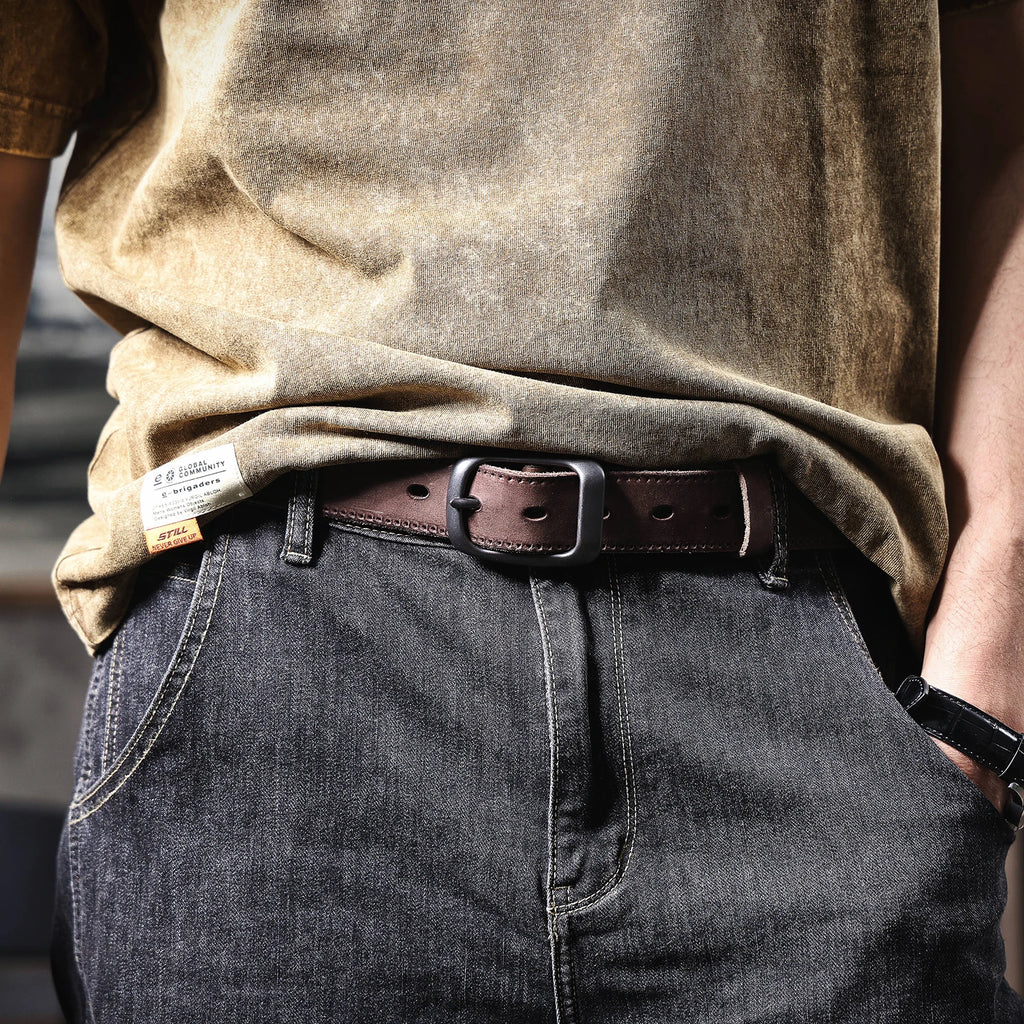 Le Stockman | Ceinture en cuir de vache italien épais 3,3 cm Frontier Denim