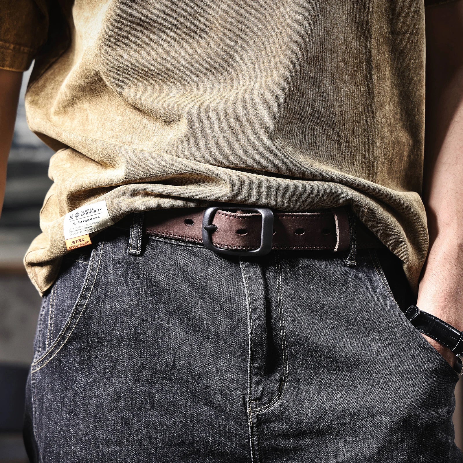 The Stockman | Thickened Italian Cowhide 3.3cm Frontier Denim Cinch