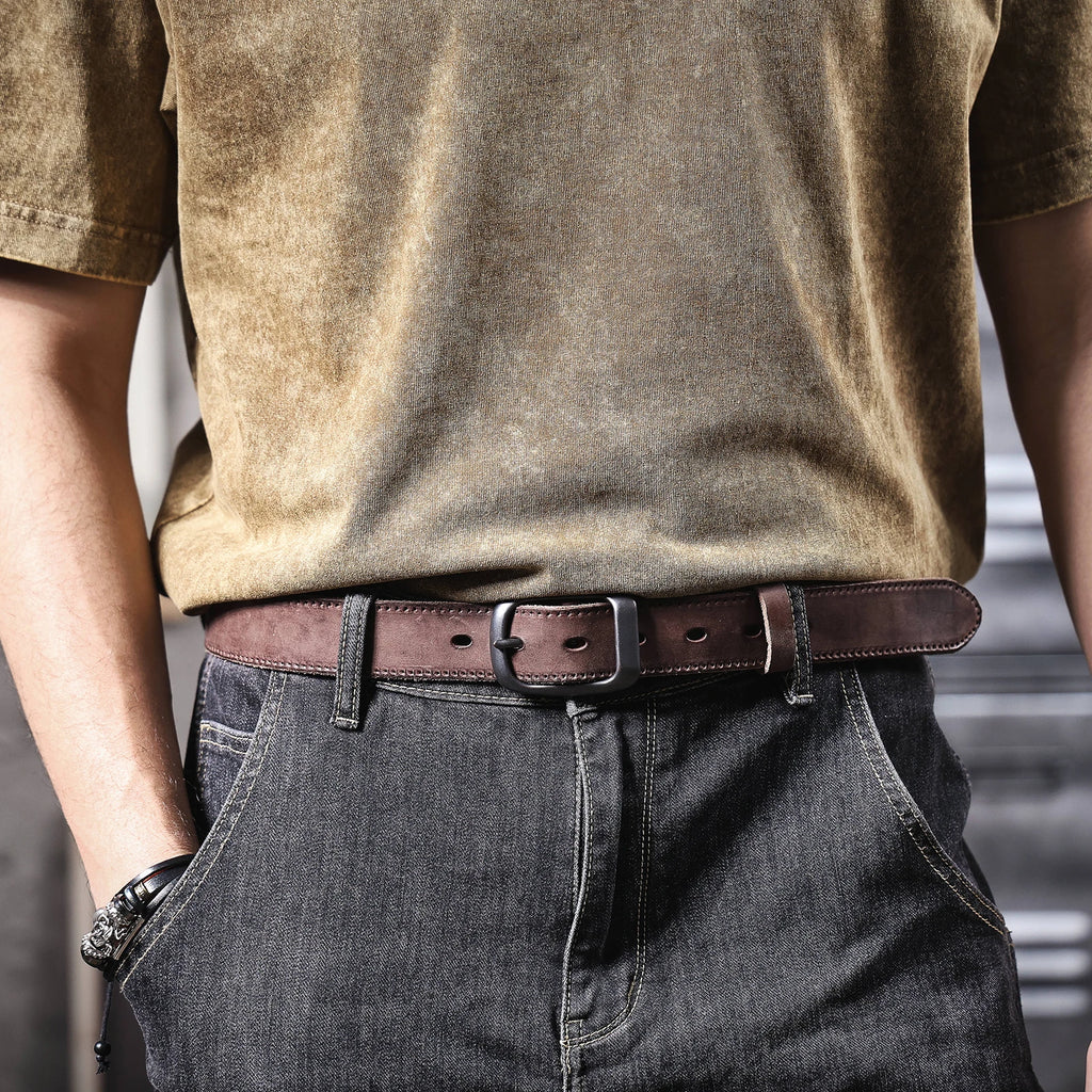 Le Stockman | Ceinture en cuir de vache italien épais 3,3 cm Frontier Denim
