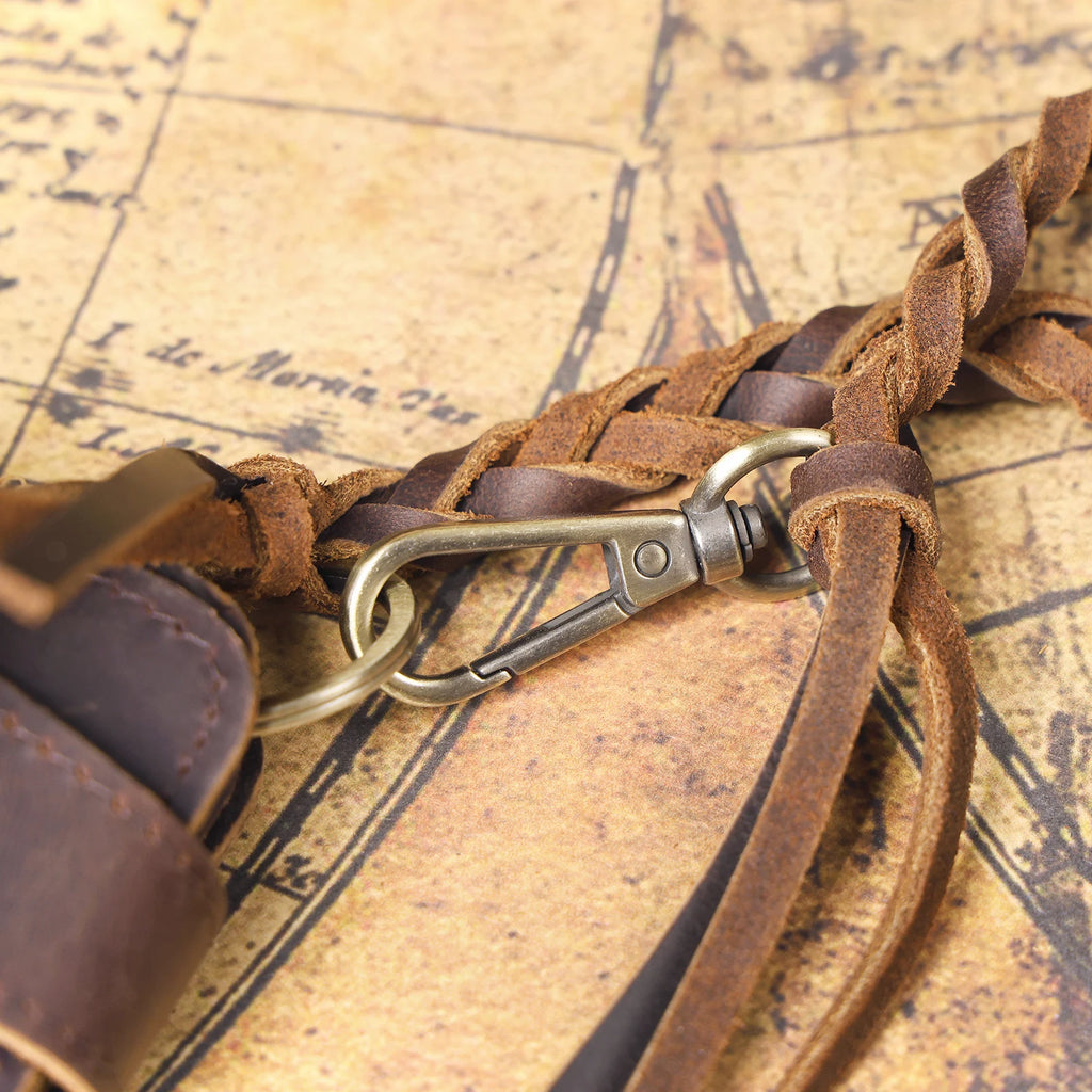 The Sentry | Portefeuille long et pochette de rangement en cuir Crazy Horse fait main