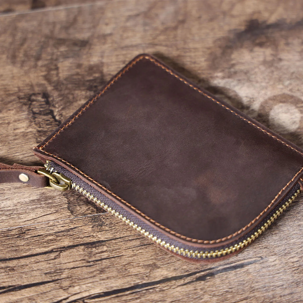 The Stagecoach | Handcrafted Crazy Horse Leather Mini-Vault & YKK Secure Pouch