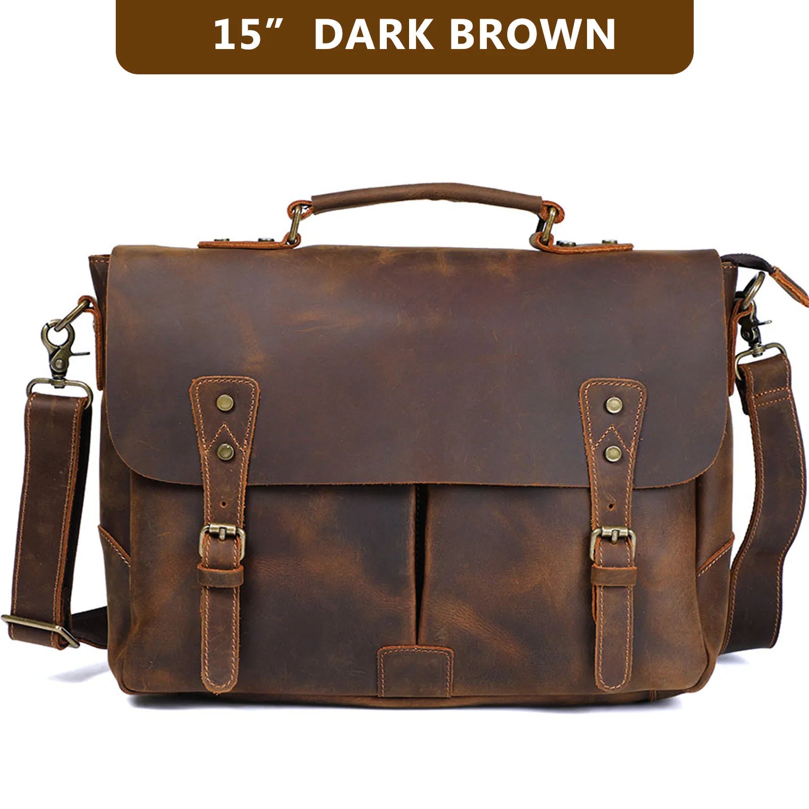Le Grit-Stone | Sacoche Frontier Dispatch en cuir Crazy Horse fait main