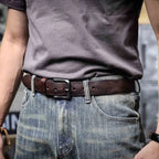 The Iron-Writ | Ceinture Frontier en Cuir de Vachette Italien Épaissi avec Boucle à Ardillon Rétro