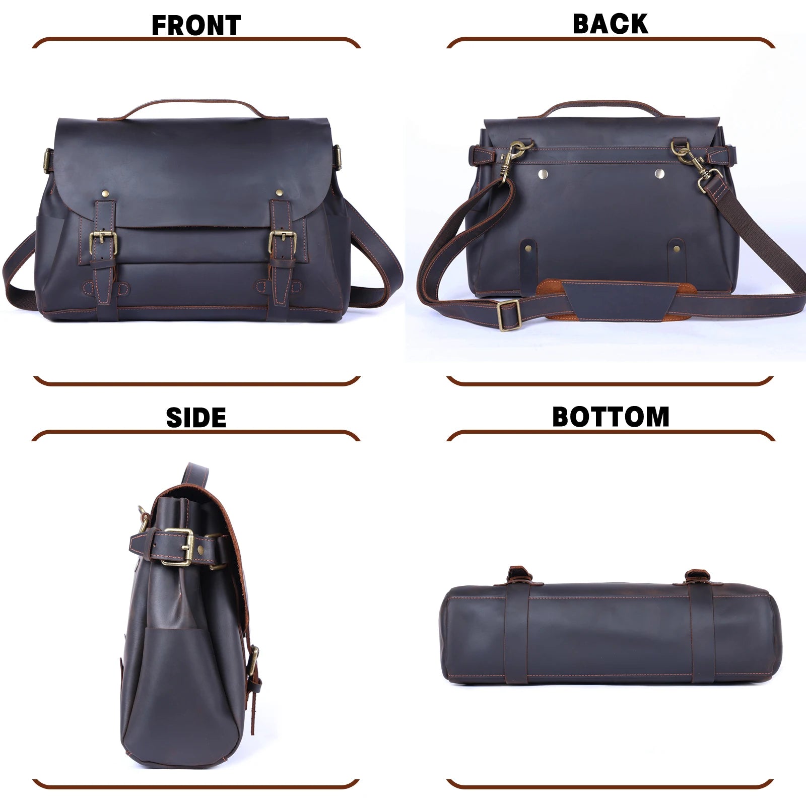 The Pony Express | Sac bandoulière Frontier en cuir Crazy Horse fait à la main