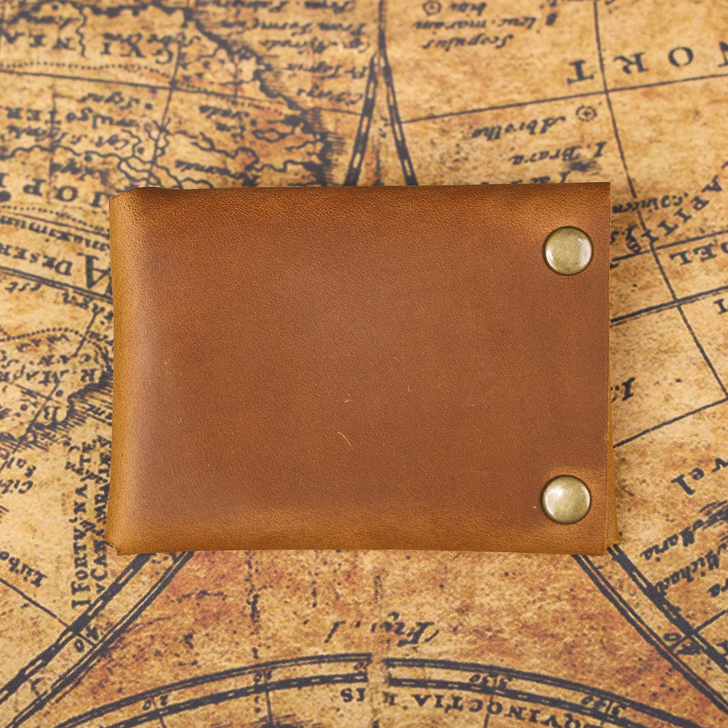 The Outpost | Porte-cartes minimaliste en cuir pleine fleur Crazy Horse fait main