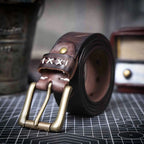 The Brass-Tacks | Ceinture Frontier en Cuir de Vachette Italien Épaissi et Laiton Massif