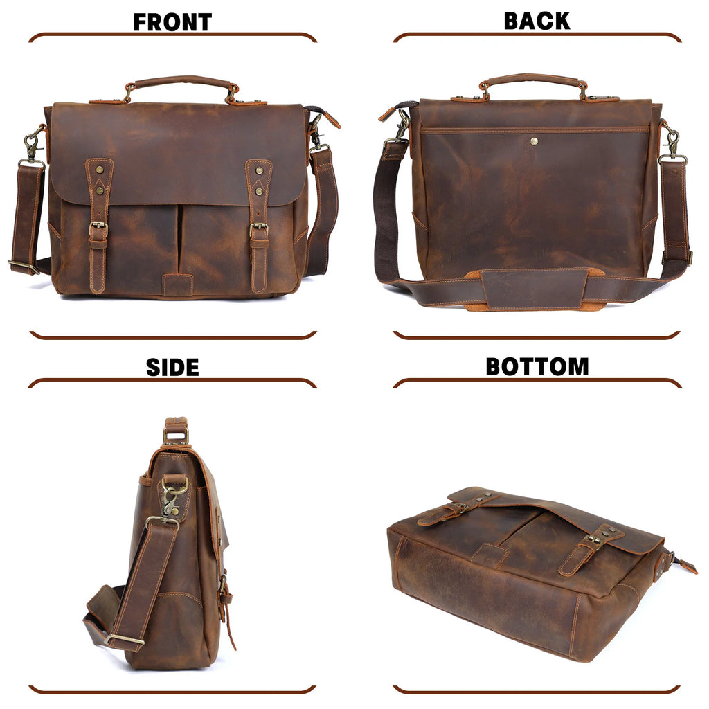 Le Grit-Stone | Sacoche Frontier Dispatch en cuir Crazy Horse fait main