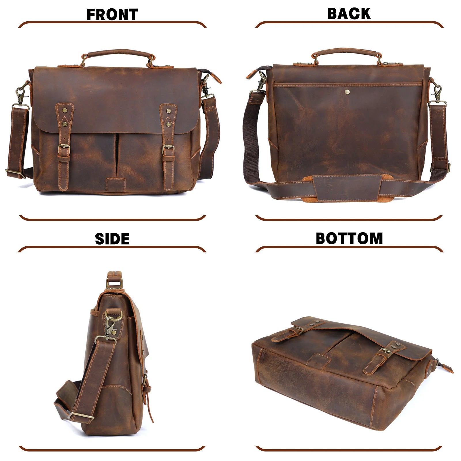 Le Grit-Stone | Sacoche Frontier Dispatch en cuir Crazy Horse fait main