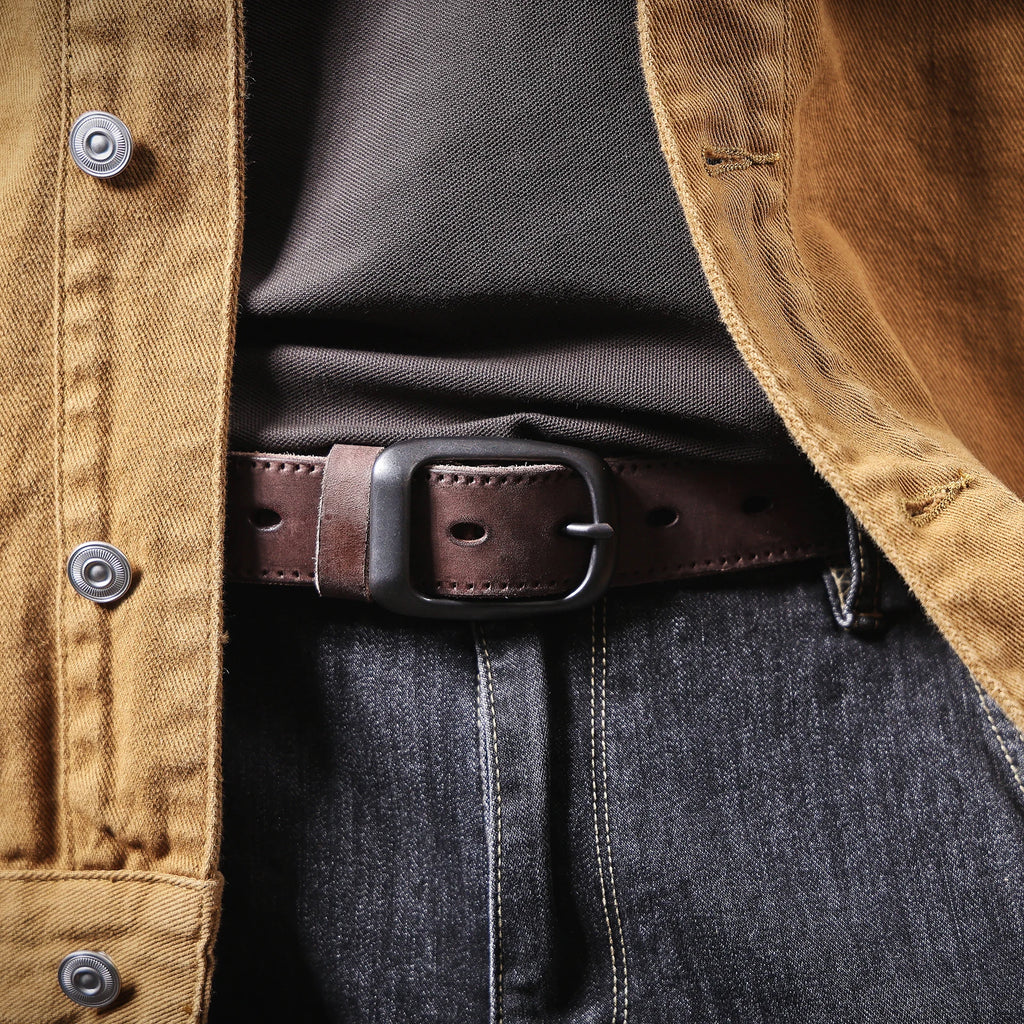 Le Stockman | Ceinture en cuir de vache italien épais 3,3 cm Frontier Denim