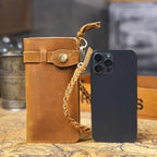 The Sentry | Portefeuille long et pochette de rangement en cuir Crazy Horse fait main