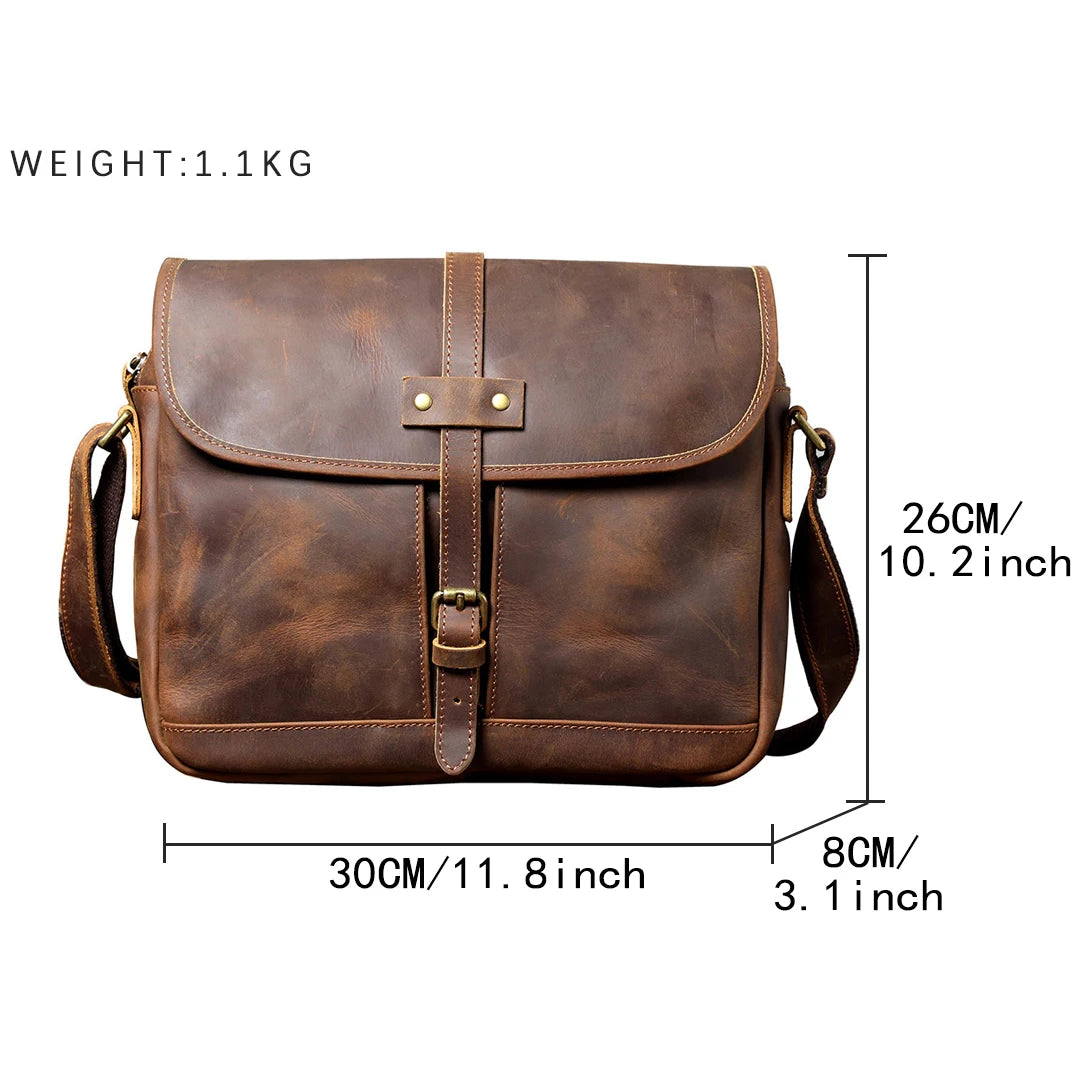 Sac bandoulière en cuir italien fait main | Le cartable vintage 12" The Dispatch
