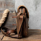 Sac bandoulière en cuir italien fait main | Le cartable vintage 12" The Dispatch
