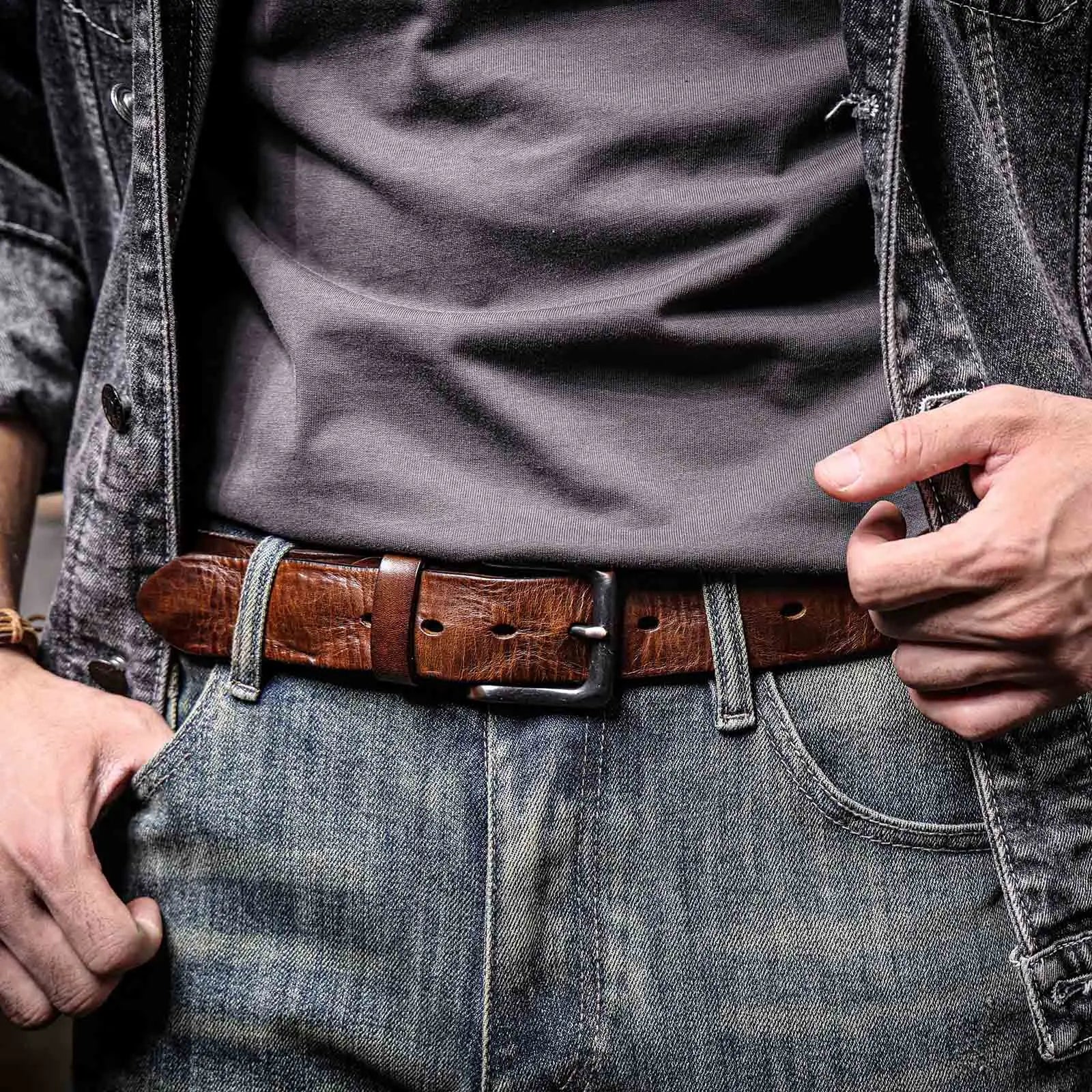 The Iron-Writ | Thickened Italian Cowhide Frontier Belt with Retro Pin Buckle
