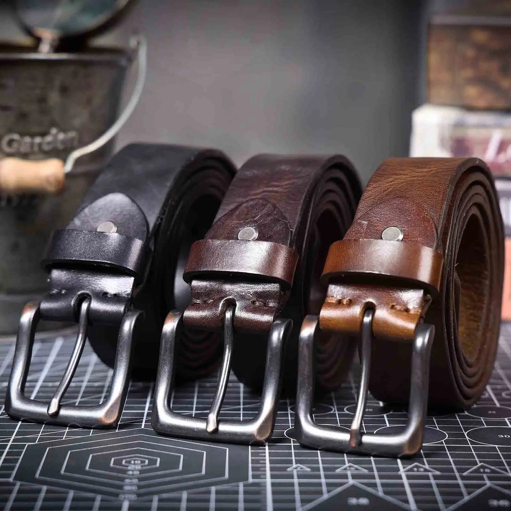 The Iron-Writ | Ceinture Frontier en Cuir de Vachette Italien Épaissi avec Boucle à Ardillon Rétro