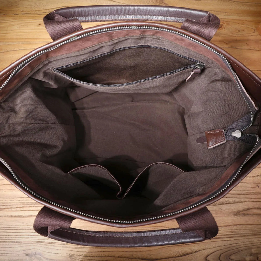 The Settler | Natural Vegetable-Tanned Genuine Leather 15" Minimalist Briefcase