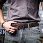 The Iron-Writ | Ceinture Frontier en Cuir de Vachette Italien Épaissi avec Boucle à Ardillon Rétro