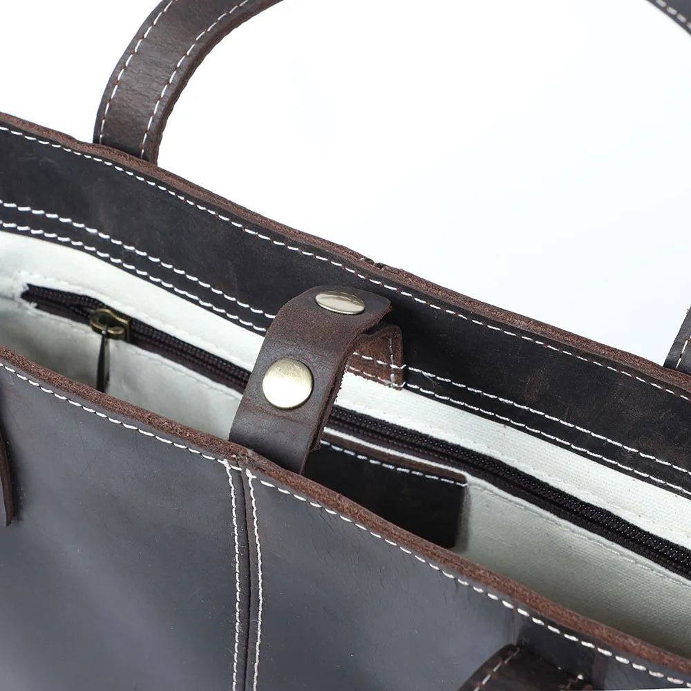 Sac fourre-tout fait main en cuir italien | Le transporteur Merchant Satchel