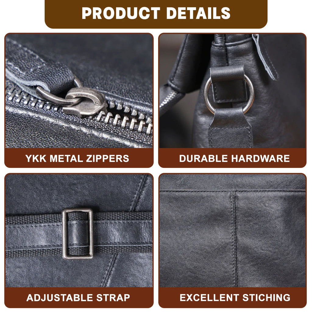 The Iron-Oak | Natural Vegetable-Tanned Leather Minimalist Courier & Laptop Bag