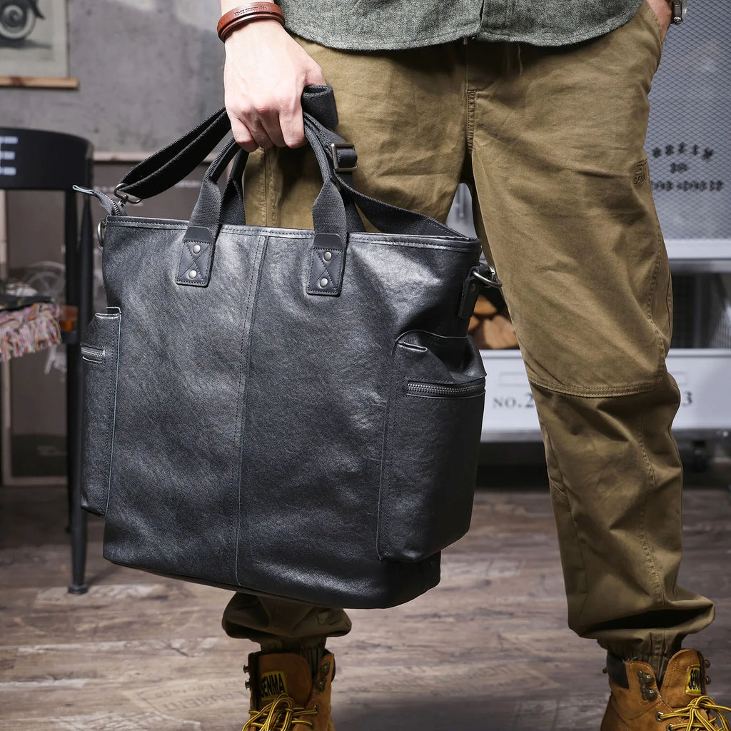 The Settler | Natural Vegetable-Tanned Genuine Leather 15" Minimalist Briefcase