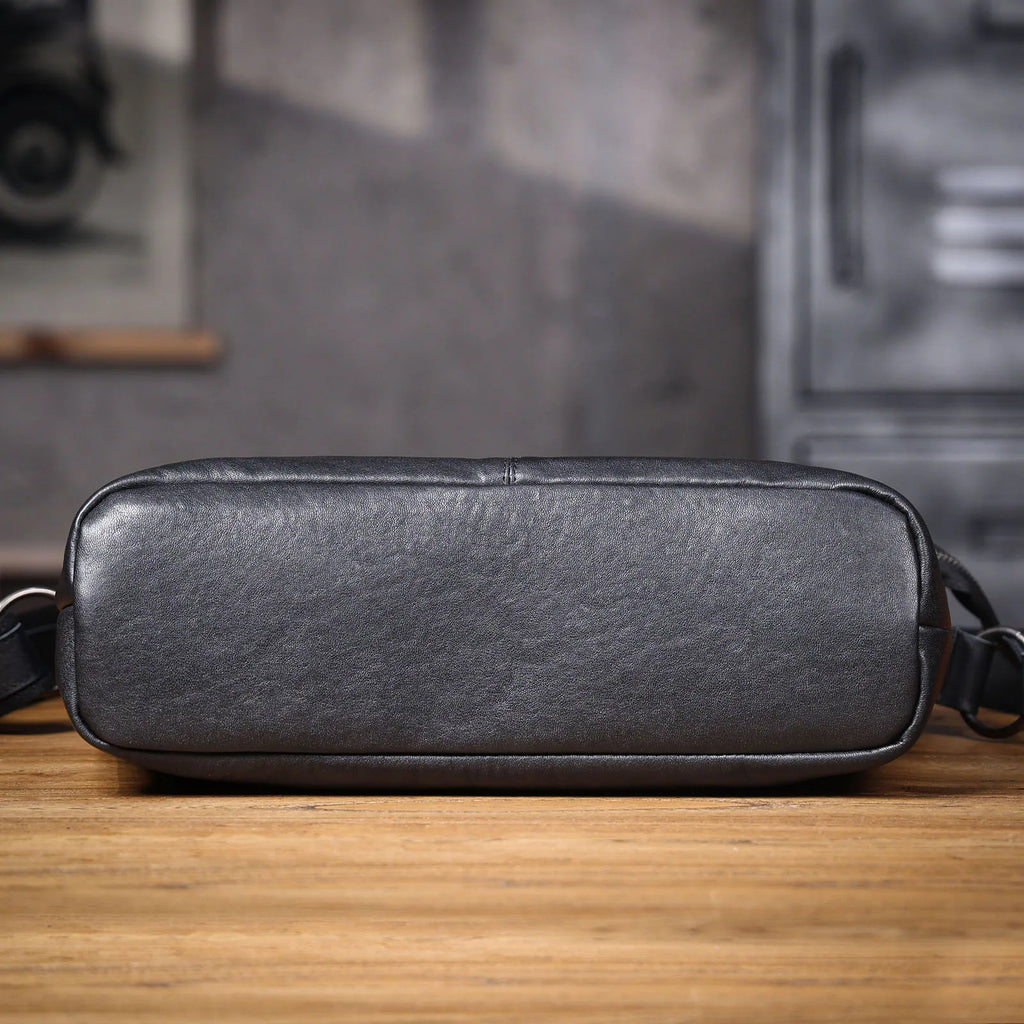 The Iron-Oak | Natural Vegetable-Tanned Leather Minimalist Courier & Laptop Bag