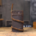 The Sentry | Portefeuille long et pochette de rangement en cuir Crazy Horse fait main