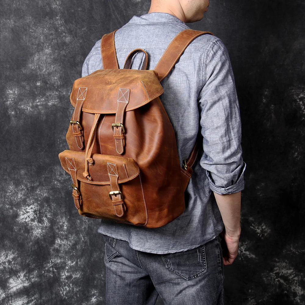 The Overland | External Frame Crazy Horse Leather 35L Frontier Rucksack